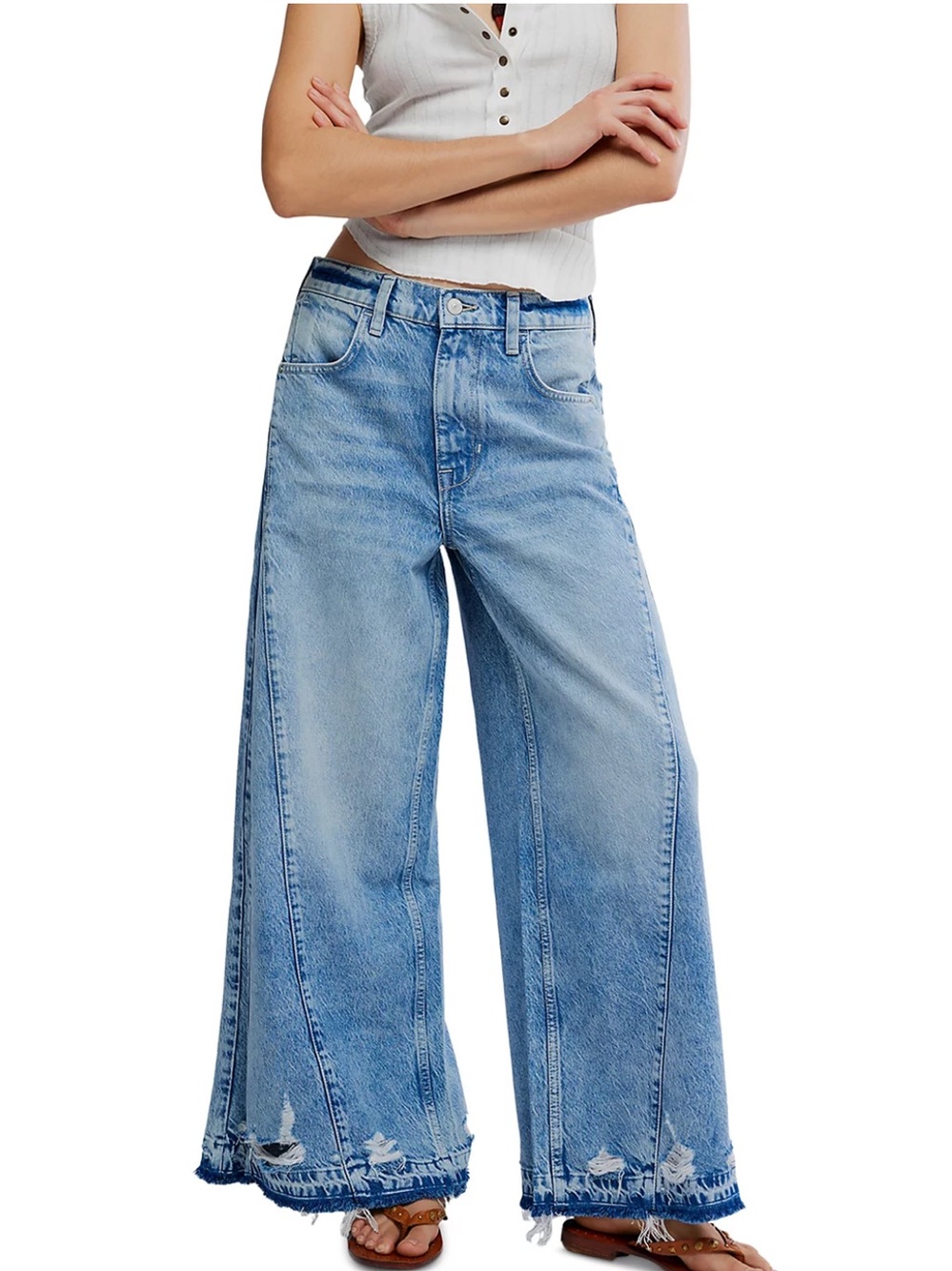 NWT Free People We the Free Apollo High Rise Wide Leg Jeans, Size 27